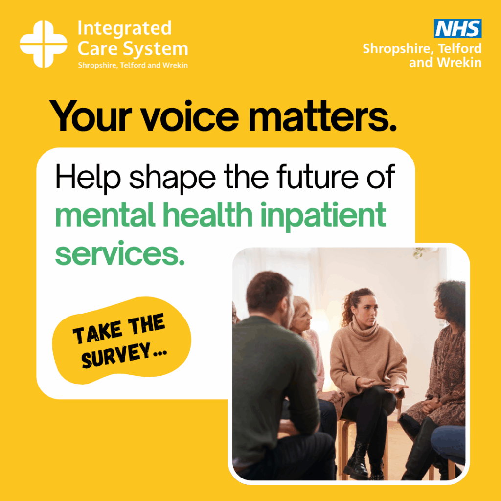 Text reads: Your voice matters. Help shape the future of mental health inpatient services. Take the survey.