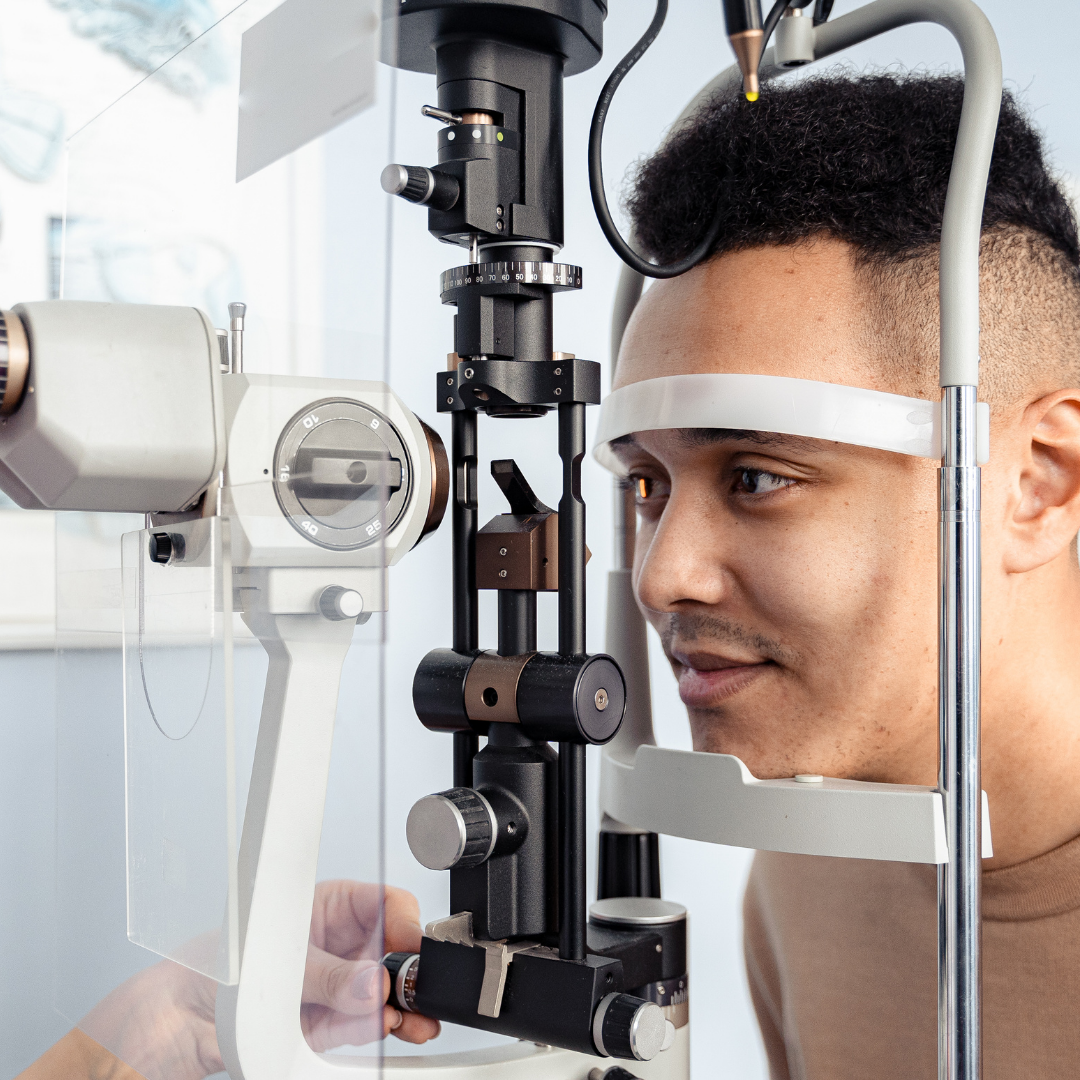 Man having his eyes tested. Man having his eyes tested.