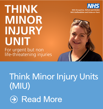 Nurse on orange background. Text reads: Think urgent treatment centre, for urgent but non life threatening injuries