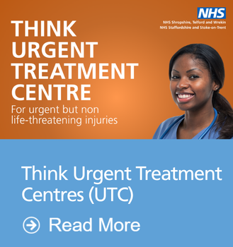 Nurse on orange background. Text reads: Think urgent treatment centre, for urgent but non life threatening injuries