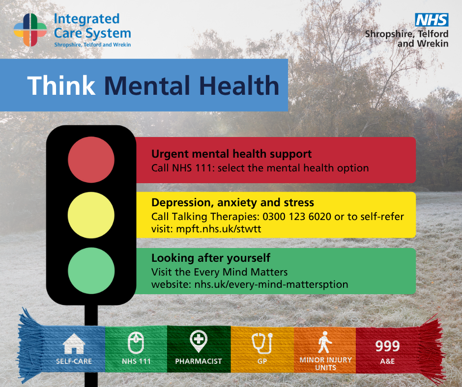 Think which service campaign graphics. Text reads: think mental health.